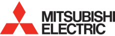 The logo for mitsubishi electric is red and black with a white background.