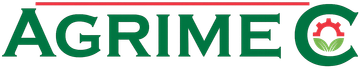 Logo di AGRIME C in carattere verde con una linea rossa sopra le lettere. La C contiene un ingranaggio e delle foglie.