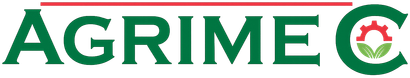 Logo di AGRIME C in carattere verde con una linea rossa sopra le lettere. La C contiene un ingranaggio e delle foglie.