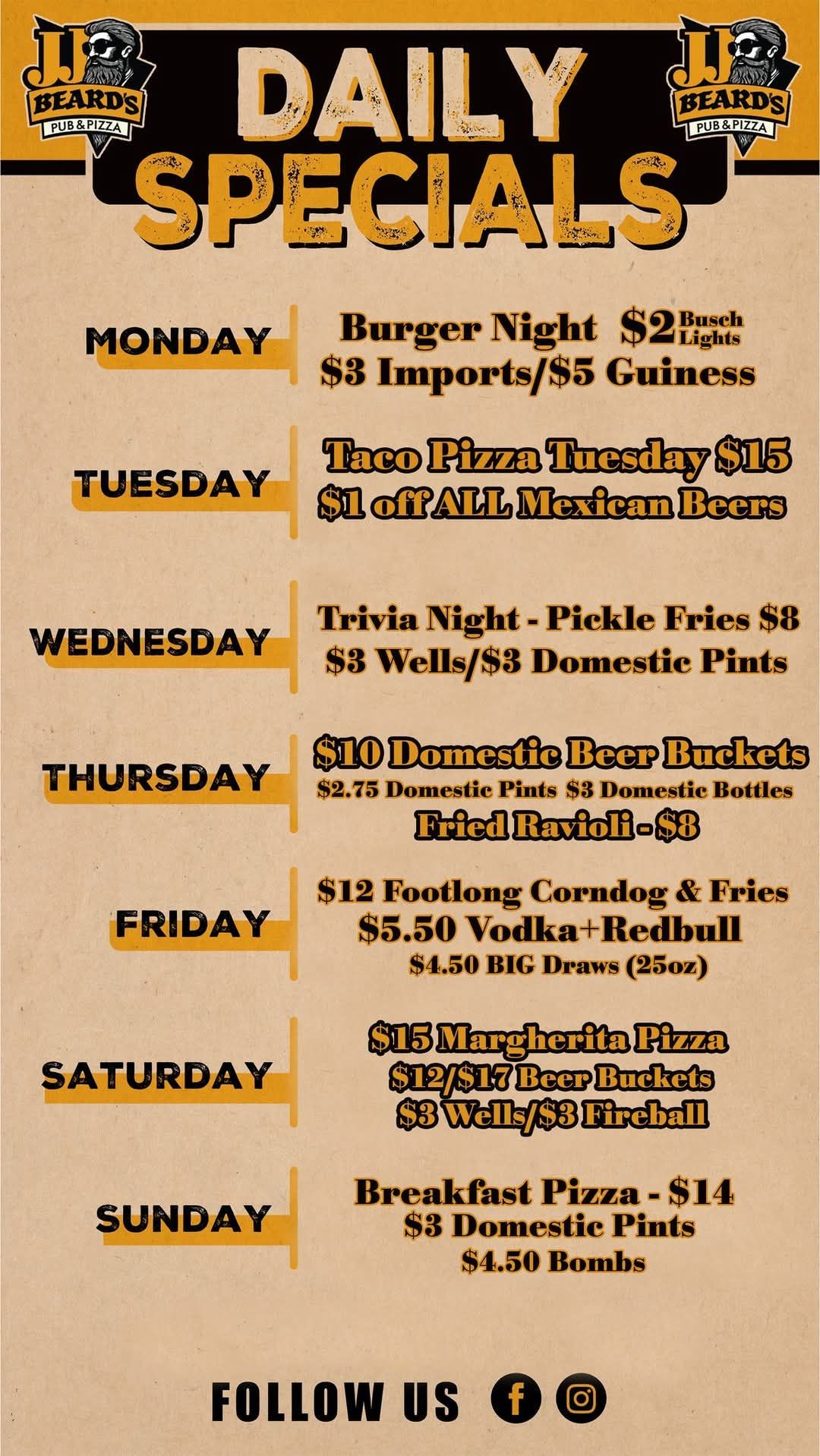 A menu that says daily specials on it