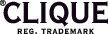 A black and white logo for clique reg trademark