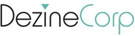 The logo for dezine corp is on a white background.