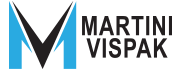 The martini vispak logo is blue and black with a check mark.