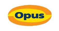 A yellow and blue opus logo on a white background.