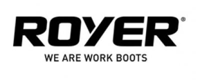 A black and white logo for royer we are work boots