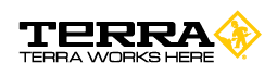 A black and yellow logo for terra works here