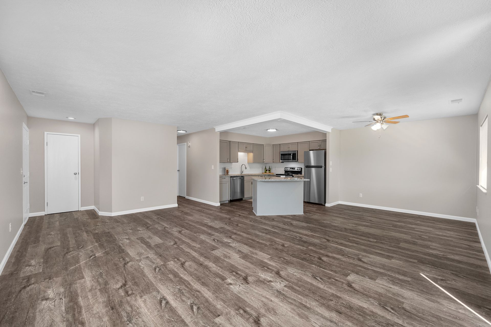 Image of the open living and kitchen area