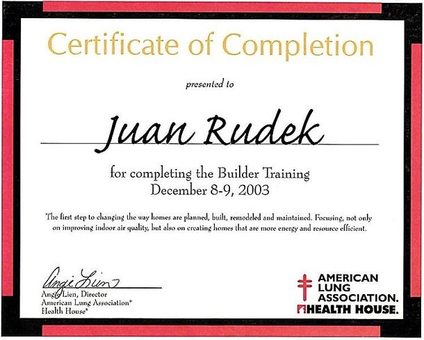Builder Training Certificate