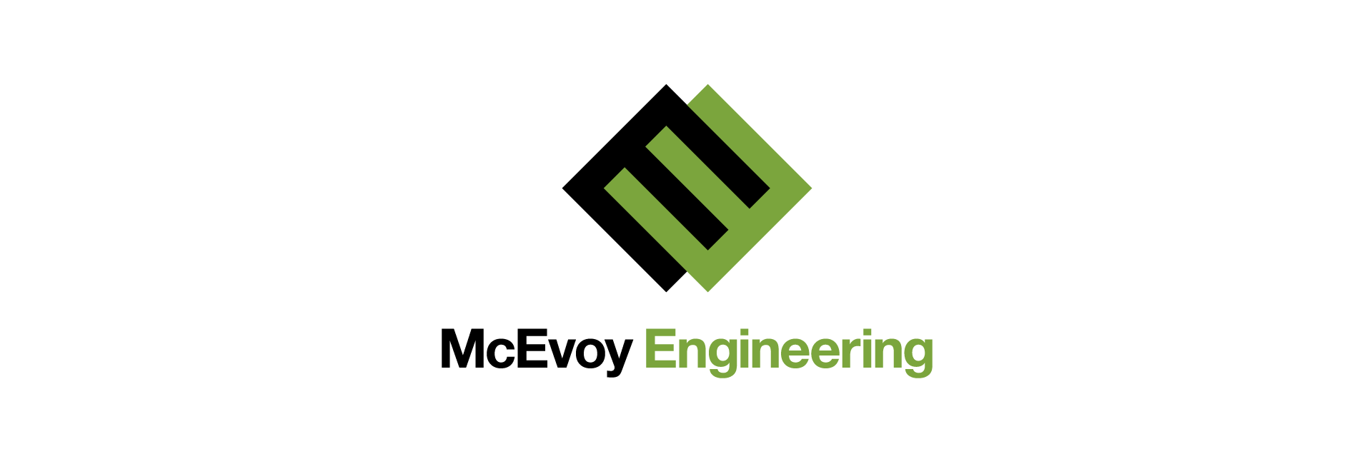 a green and black logo for mcevoy engineering