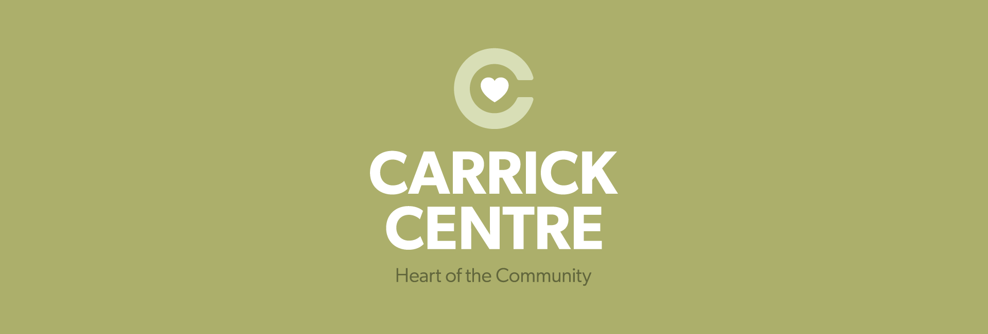 a logo for the carrick centre which is a heart of the community