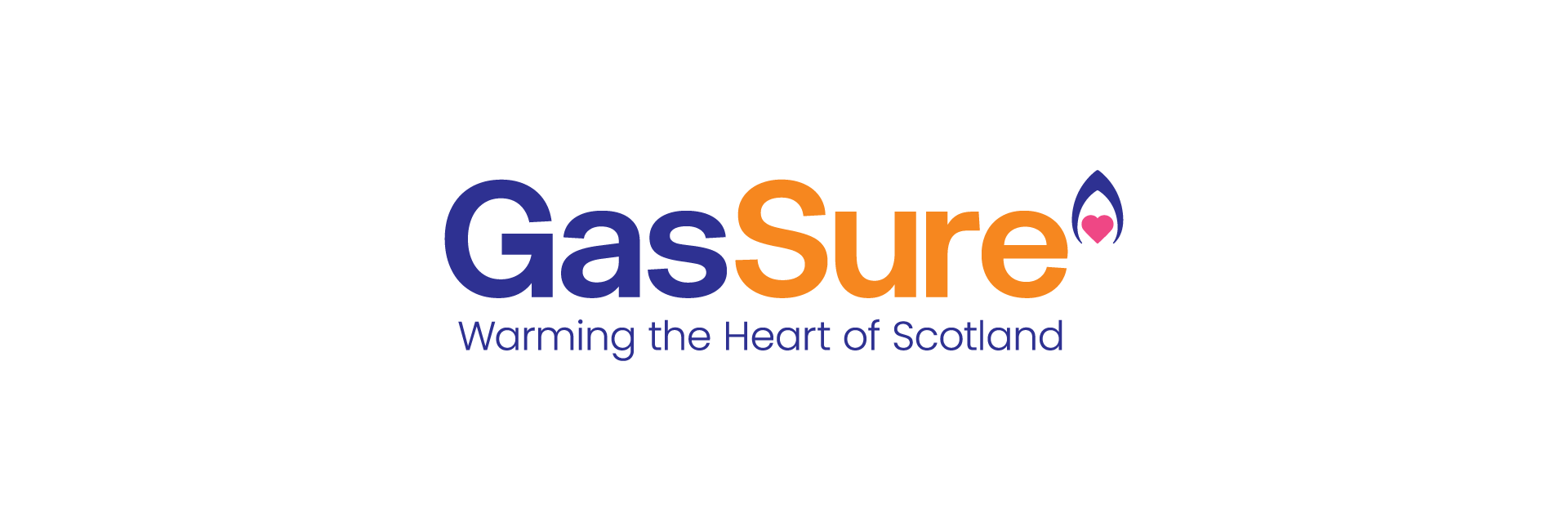 a blue and orange gassure logo on a white background