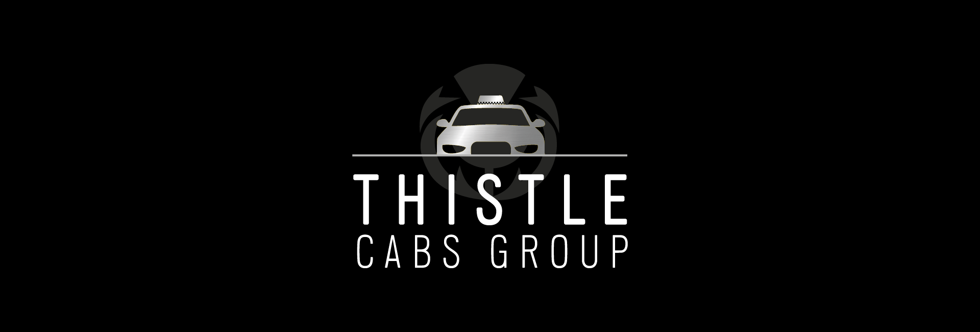 a logo for Thistle Cabs sitting on a black background