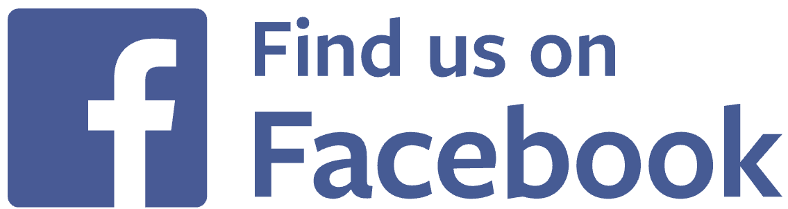 A facebook logo that says `` find us on facebook ''