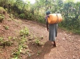 水汲み労働をする女性