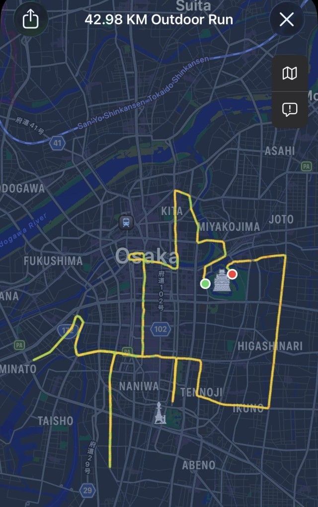 Osaka Marathon course map
