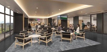 A large room with tables and chairs set up for a banquet.