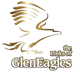 Golden eagle logo for the Links of Glen Eagles golf course.