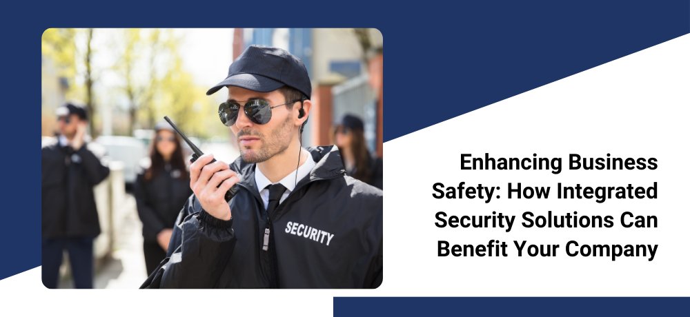 A man in a security uniform is talking on a walkie talkie.