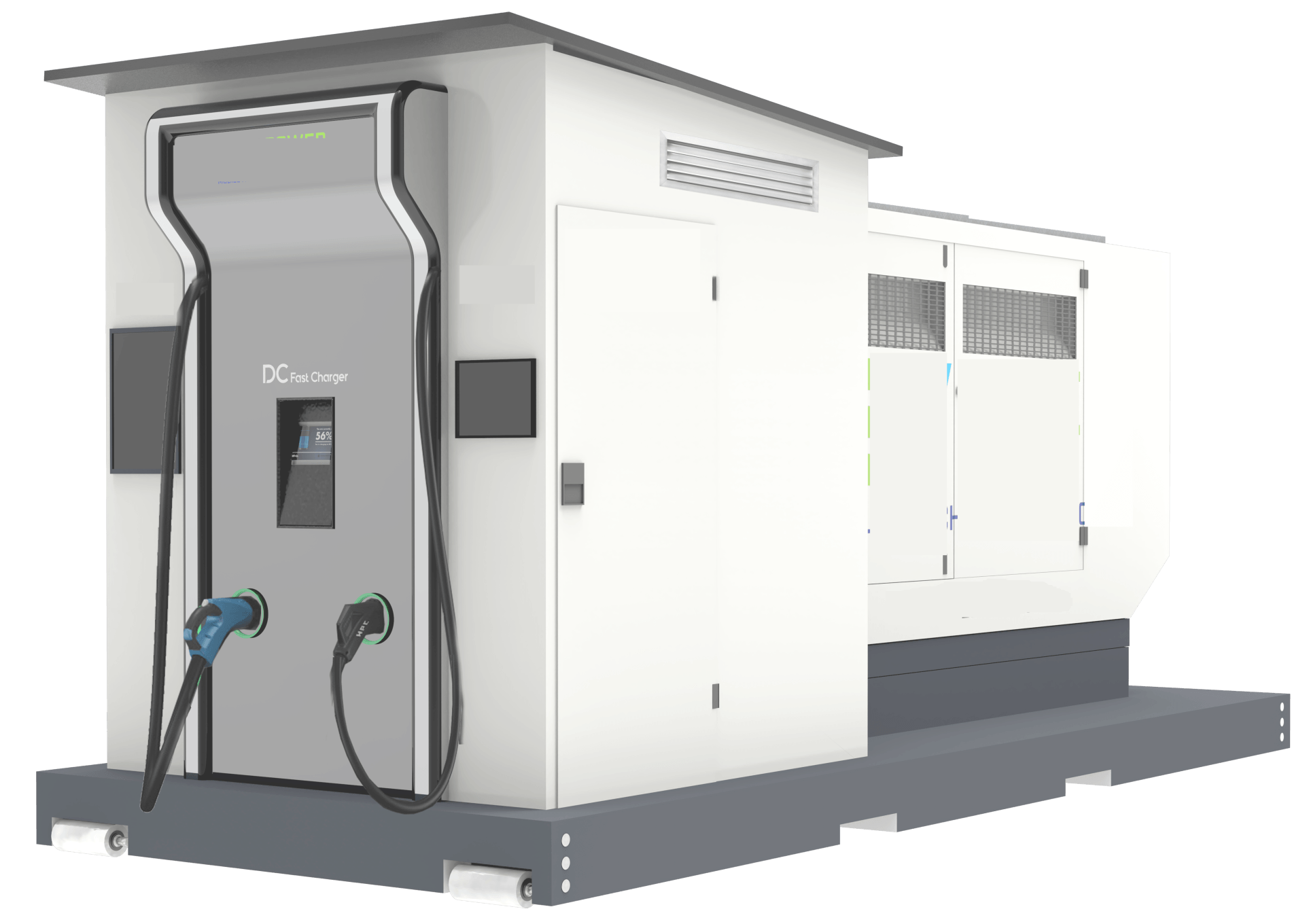 A 3d rendering of a charging station for electric vehicles.
