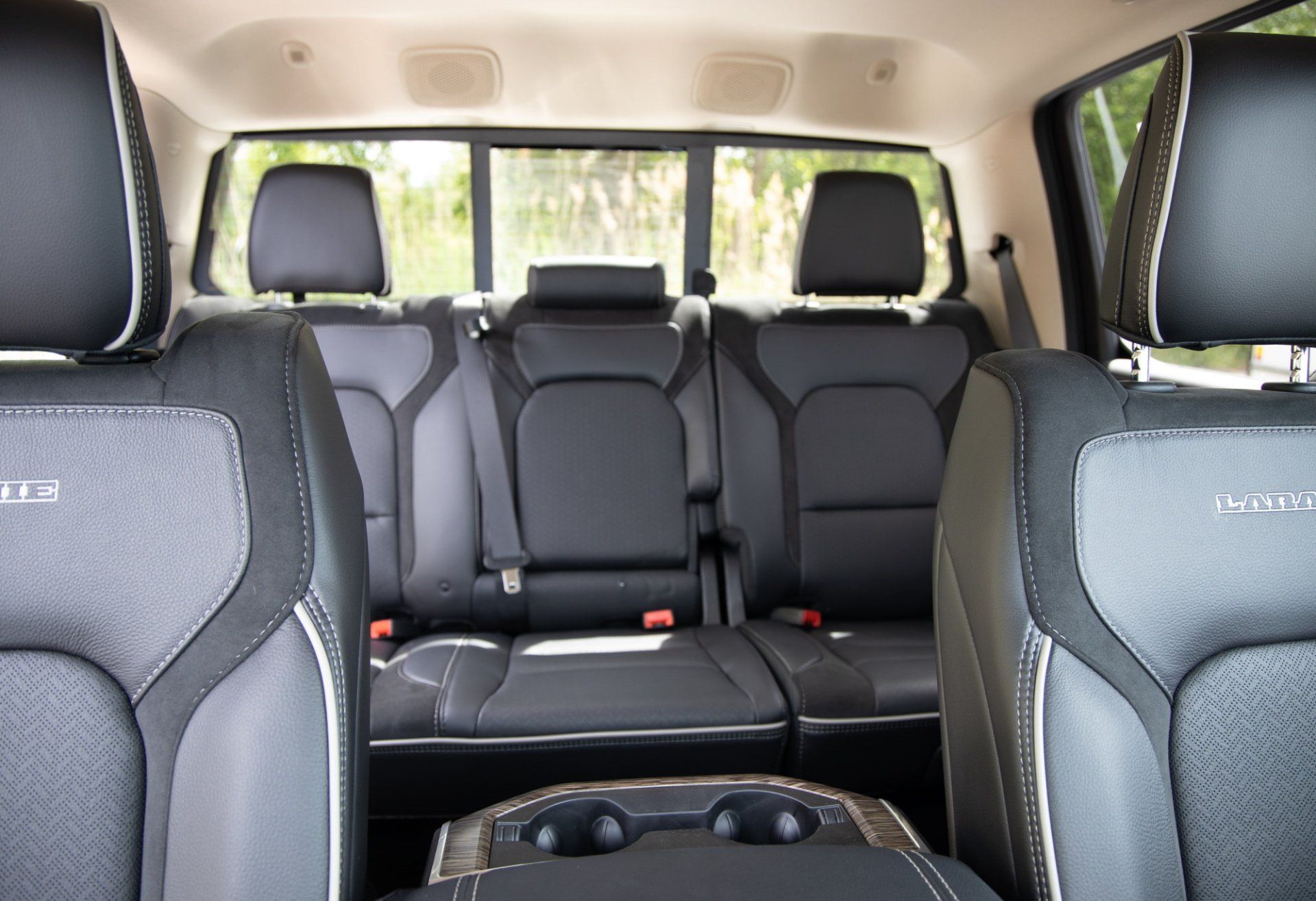 The rear seats of a ram truck are shown