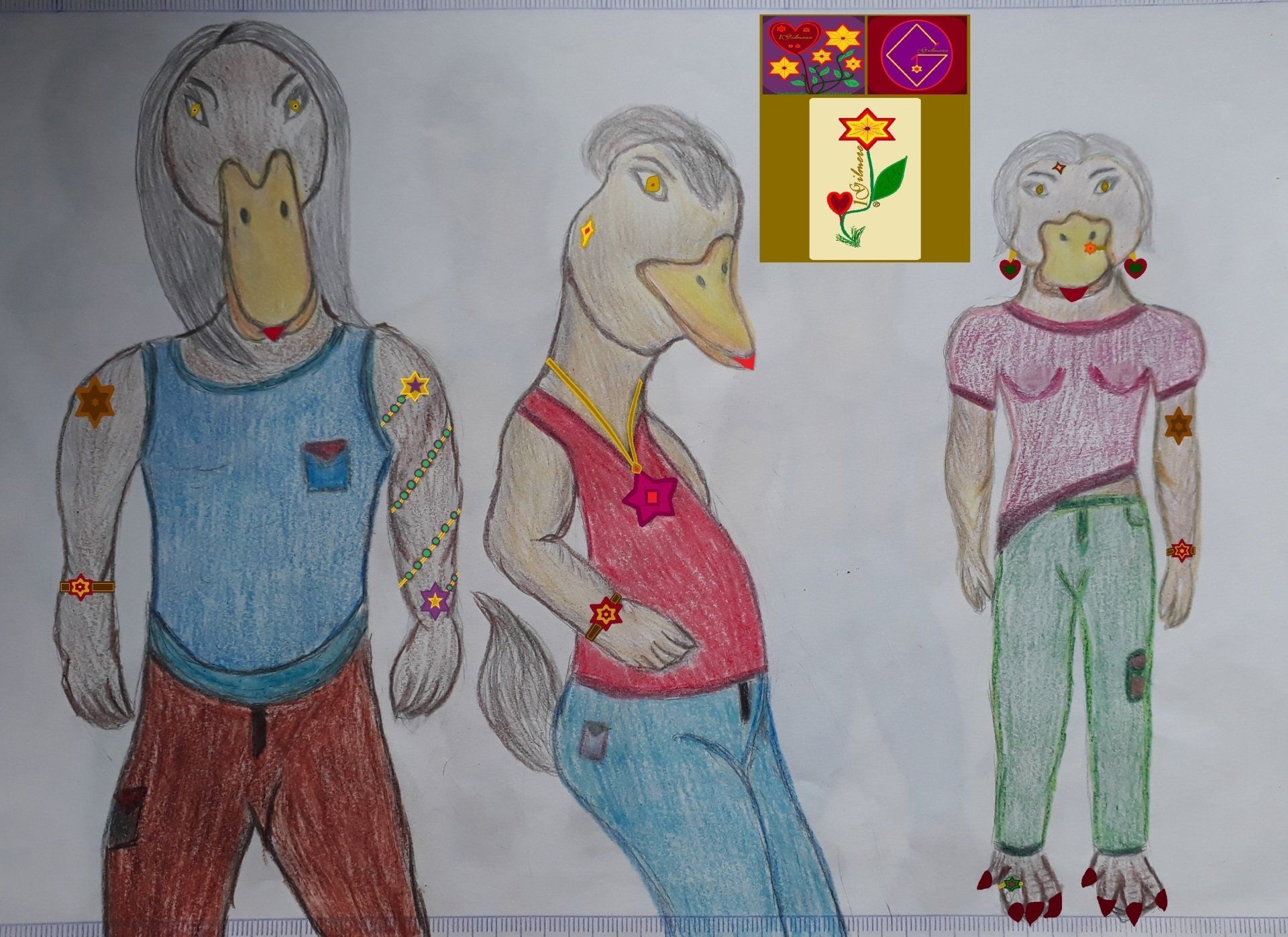 esboços das[dos] personagens e lindos personagens.