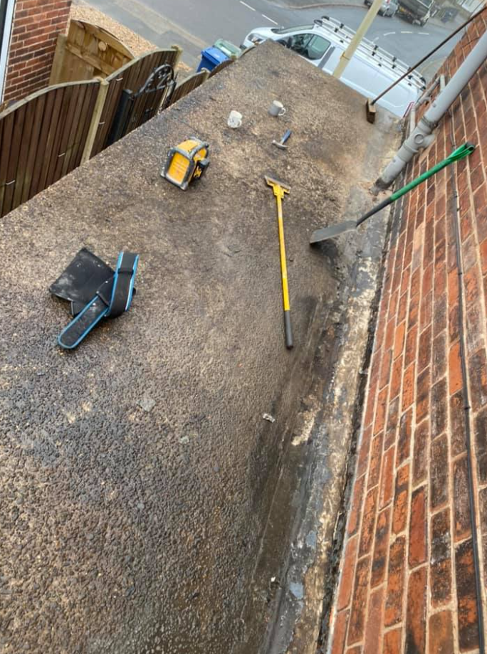 a picture of flat roof being replaced by Roofers Barnsley