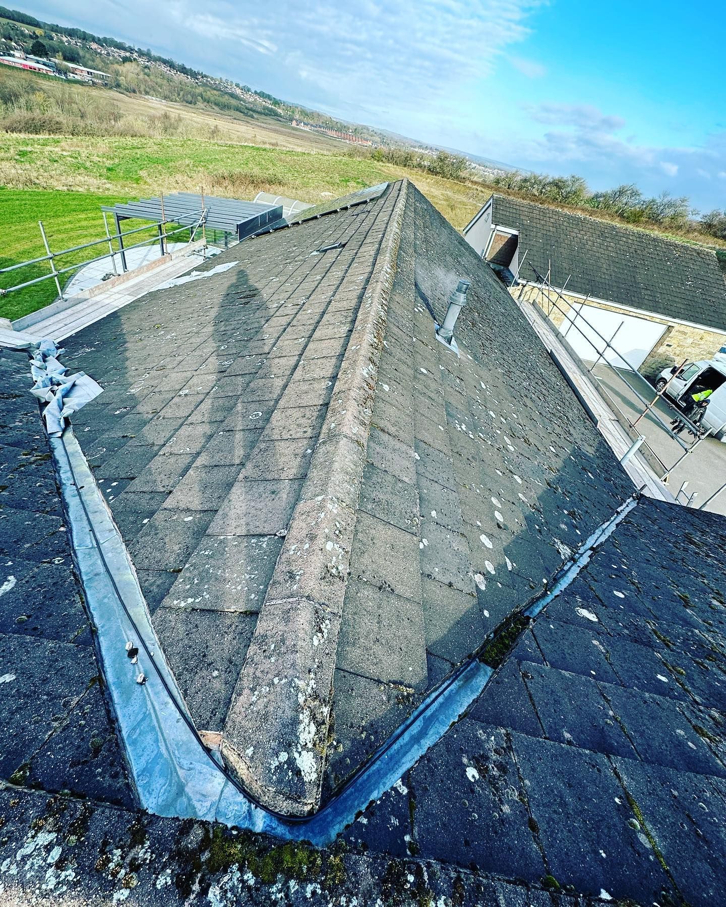A picture of a lead valley repair by roofers Barnsley