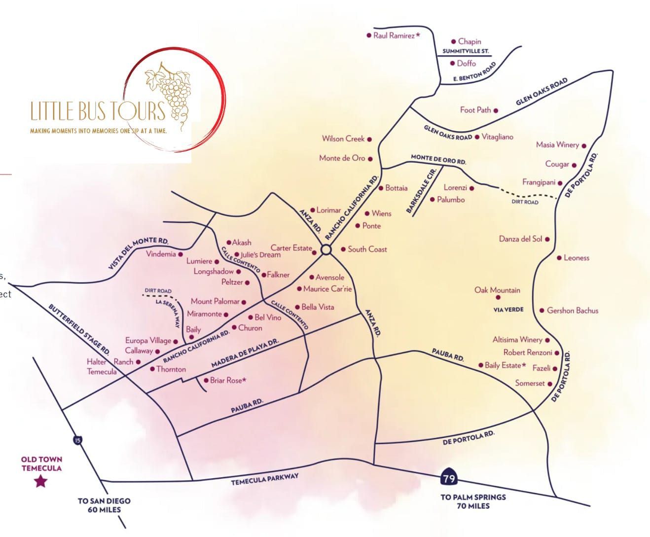 Temecula Wine Tour Map | Little Bus Tours