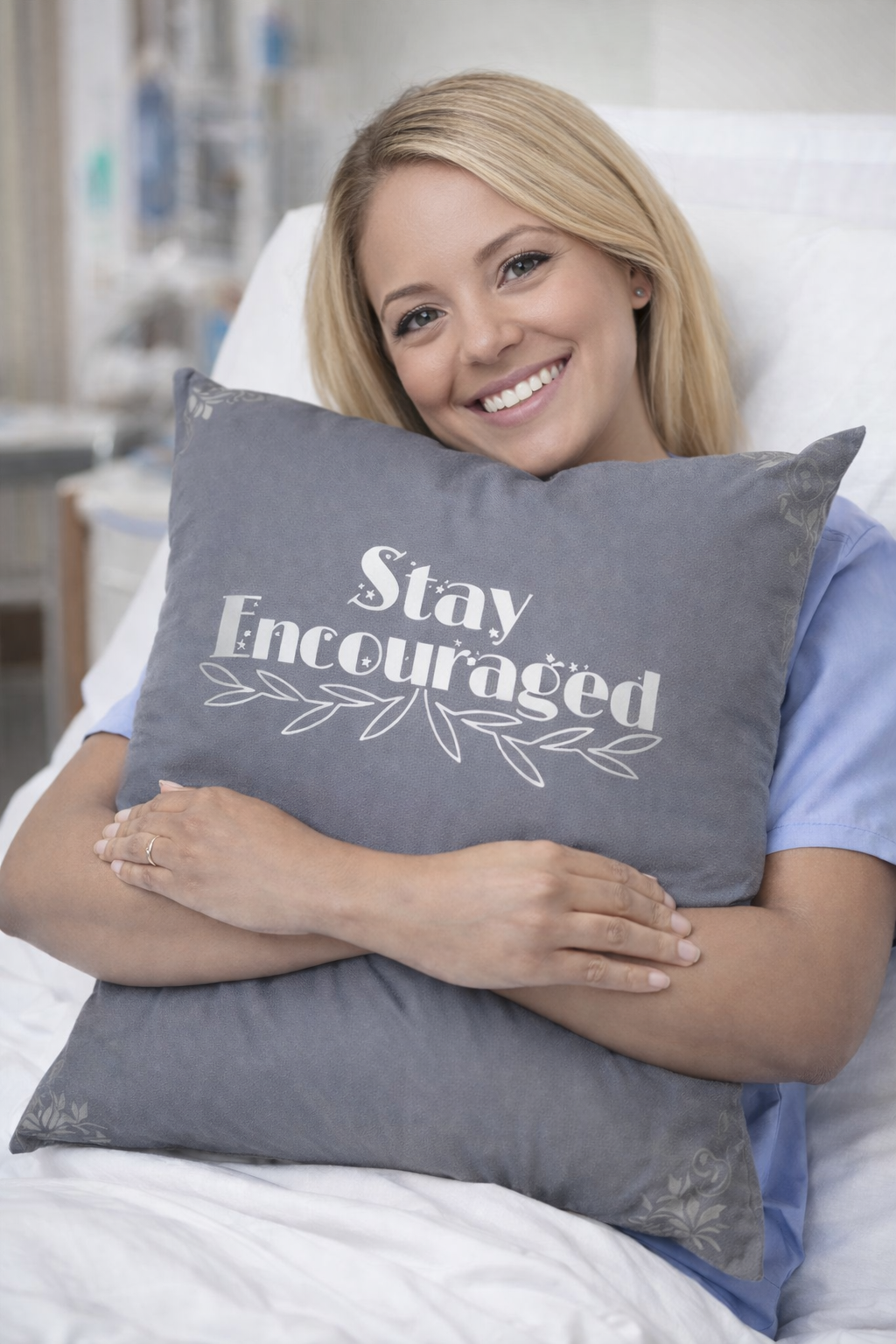 A woman with a stethoscope around her neck is talking to a woman.