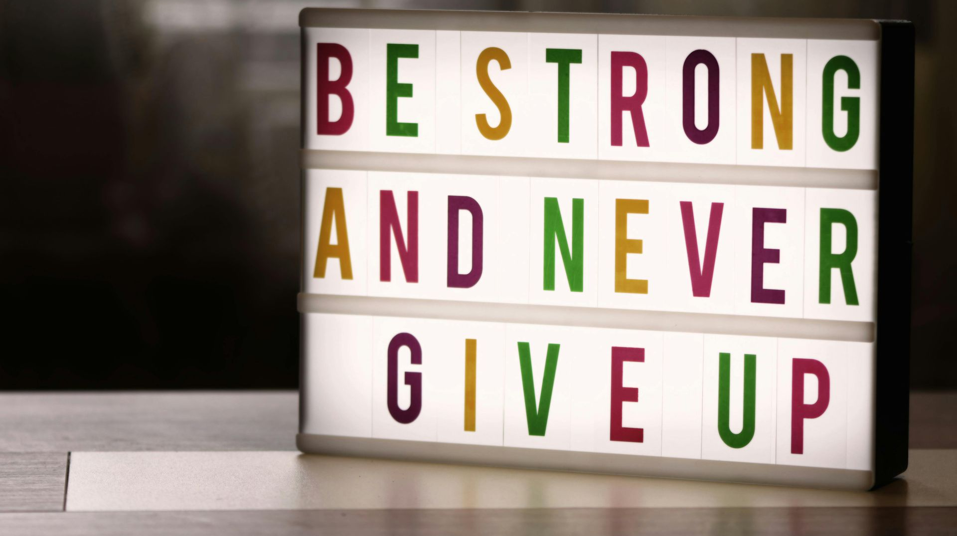 Light box with the words 