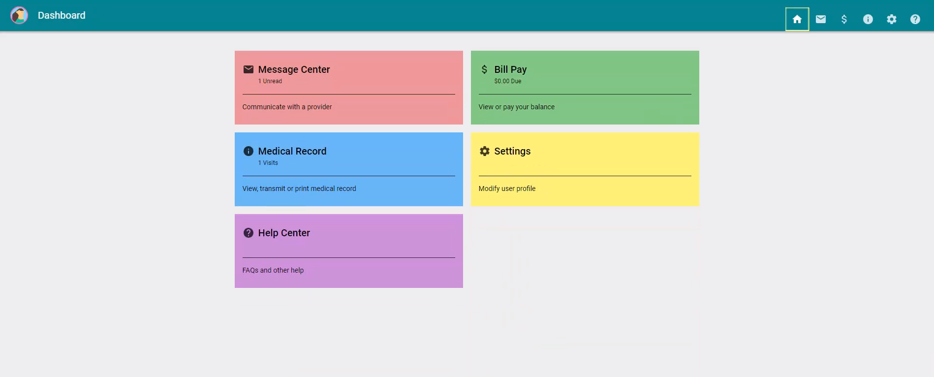 Patient Portal Dashboard Page