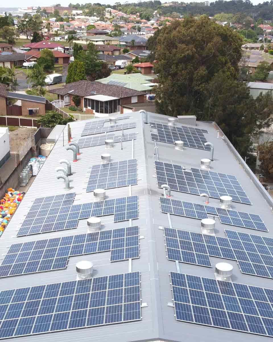 A Roof With A Lot Of Solar Panels On It — CJ Electrical & Solar In Port Stephens, NSW