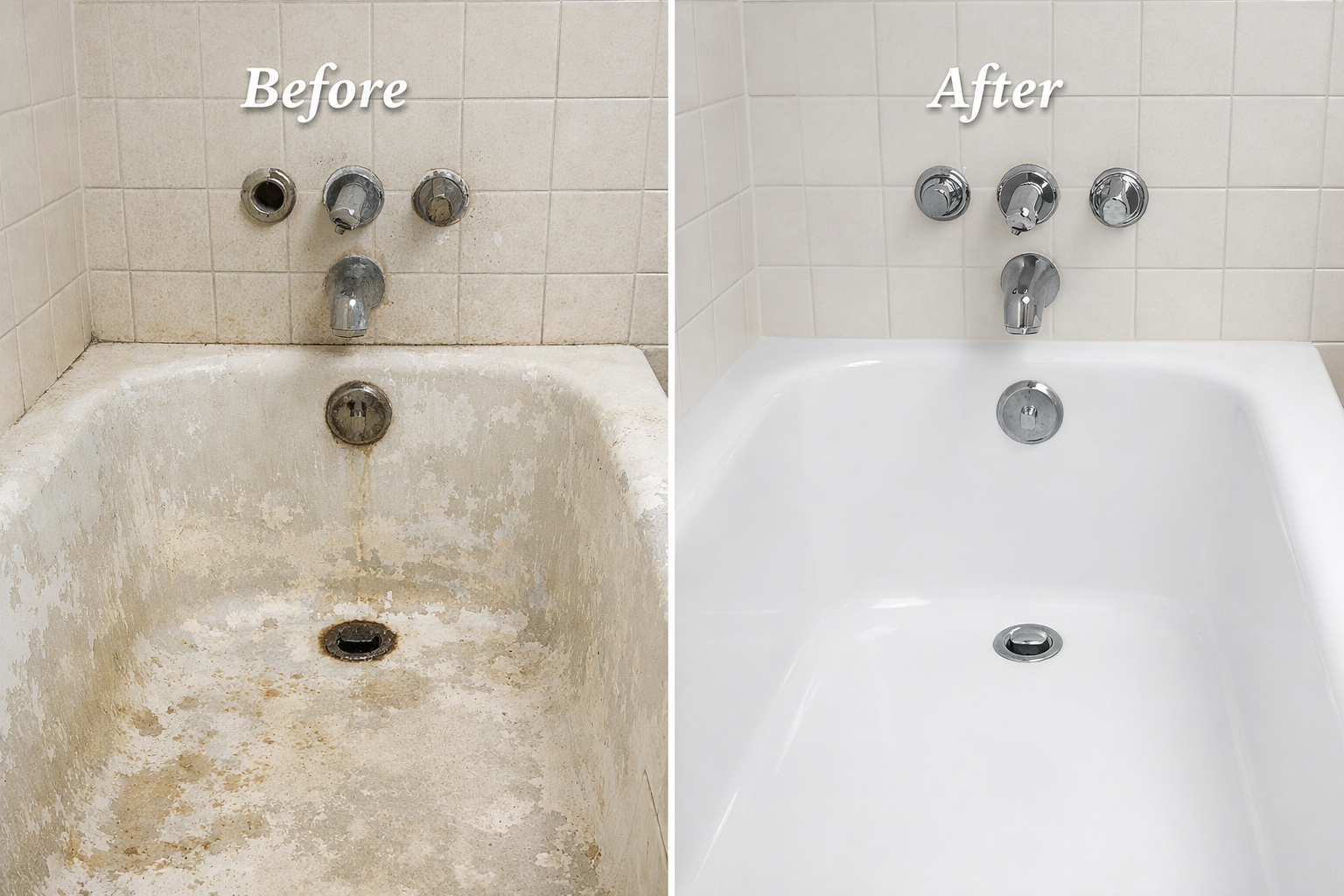 Before and after bathtub refinishing