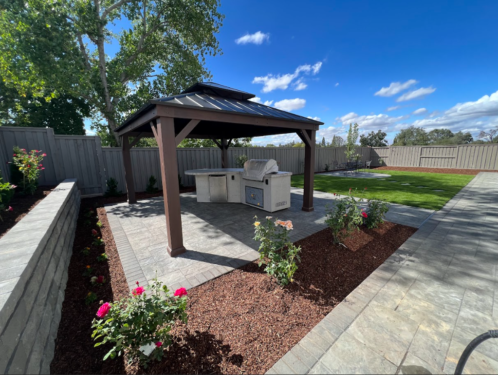 a barbecue under a covering