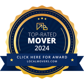A blue and gold badge that says `` top-rated mover 2024 ''.