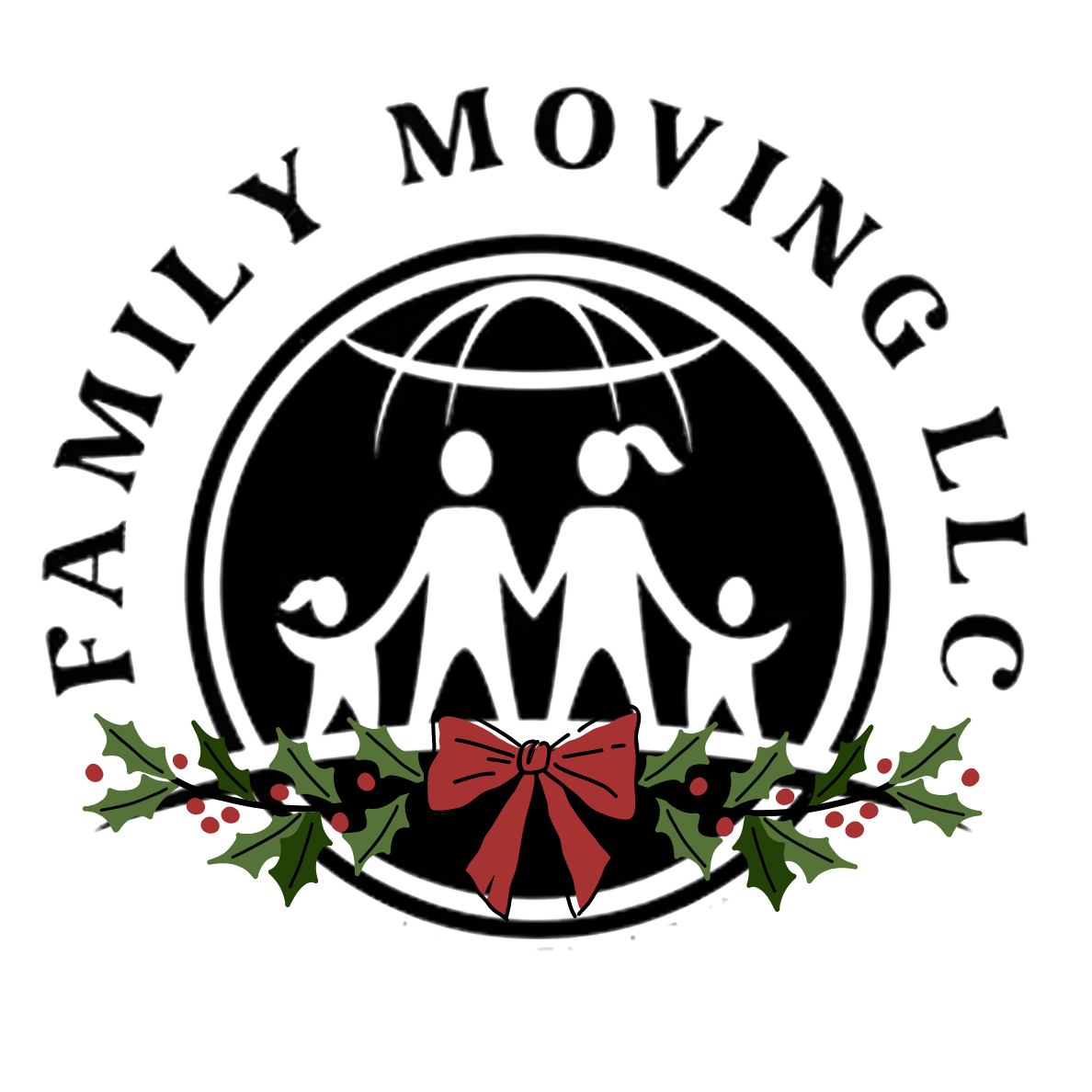 A black and white logo for a family moving company.