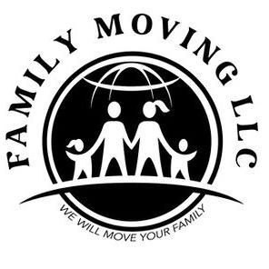 A black and white logo for a family moving company.