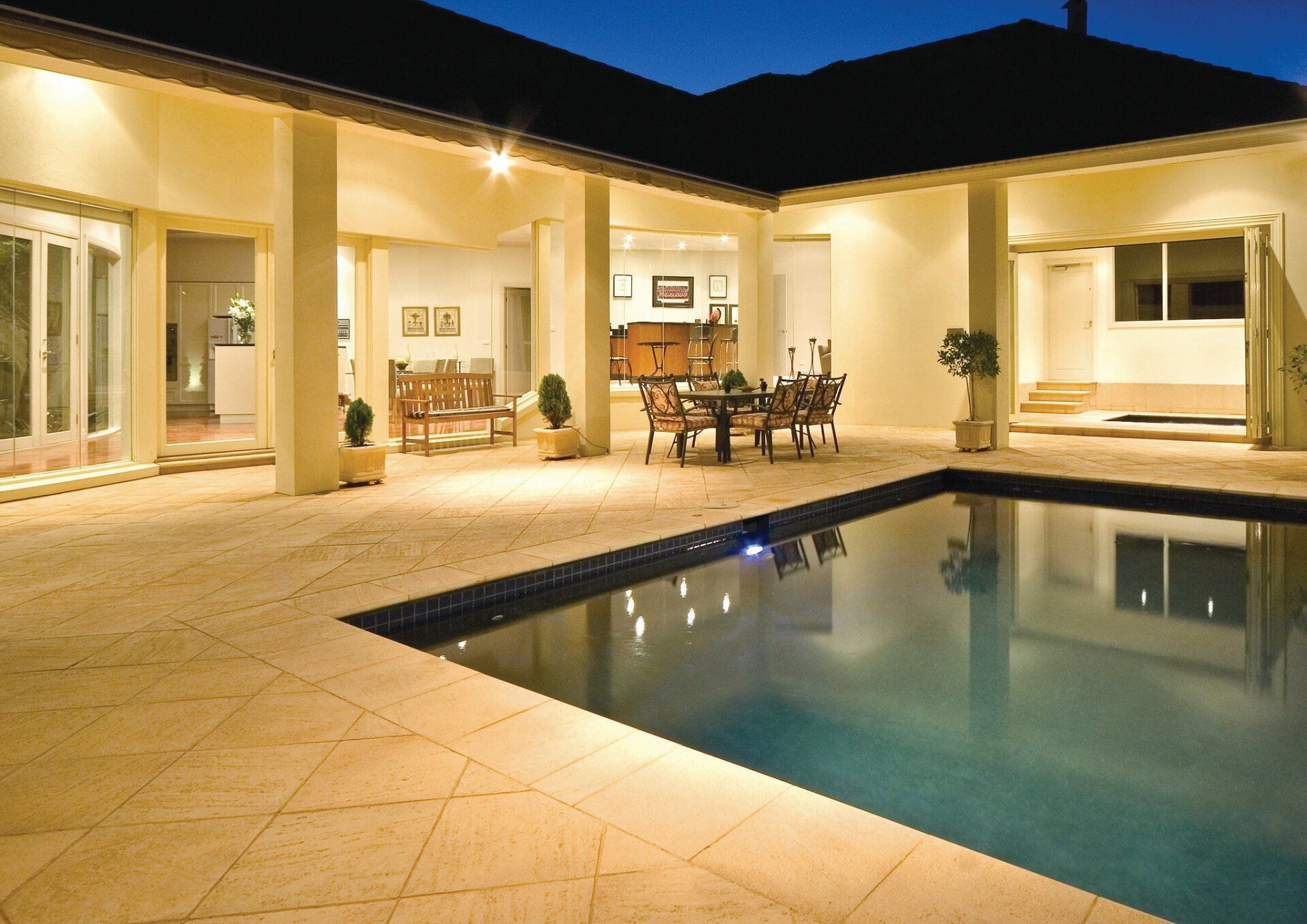 Pool Paving at Night — Adelaide, SA — Playford Pavers