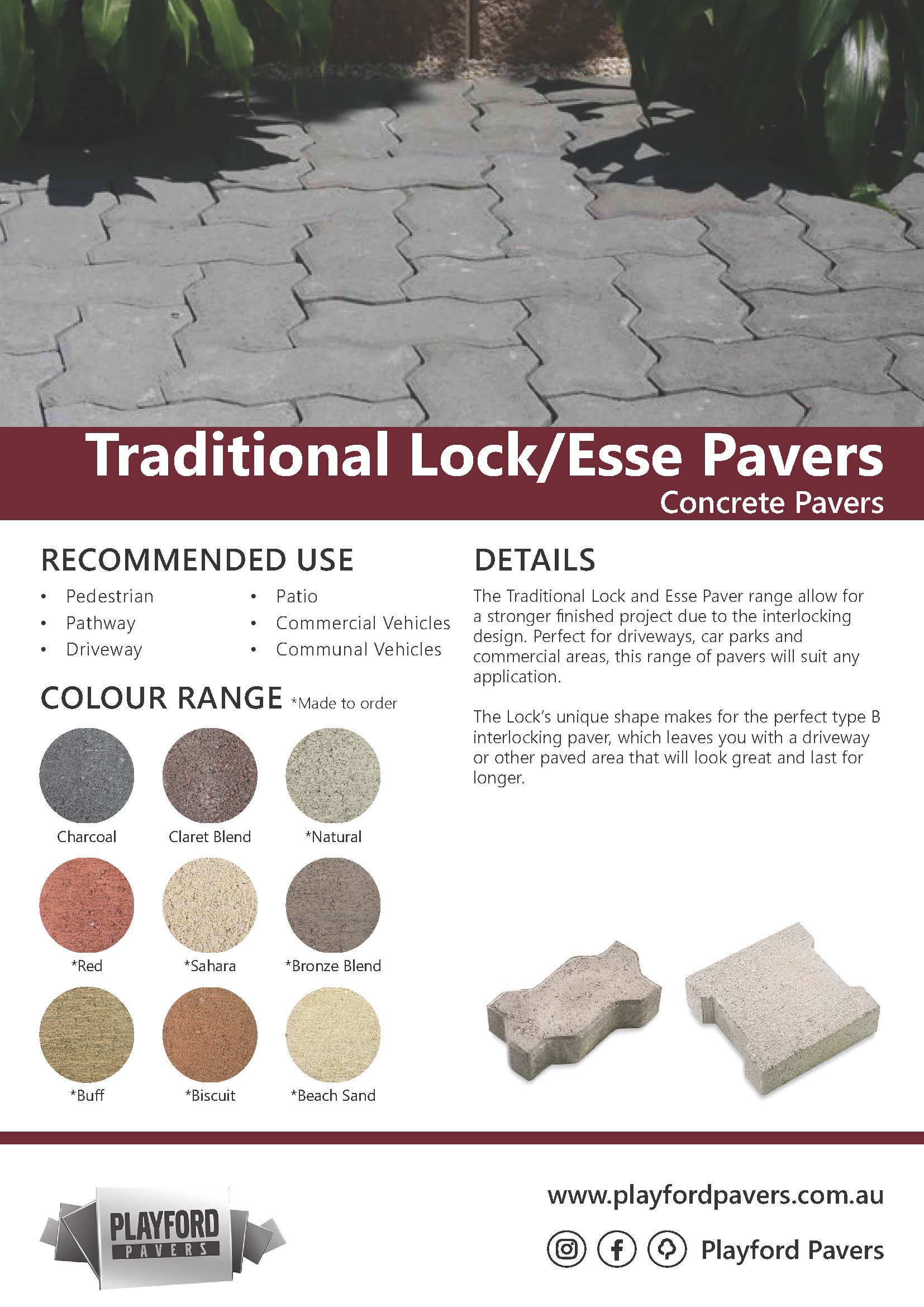 Concrete Pavers - Lock/Esse Pavers