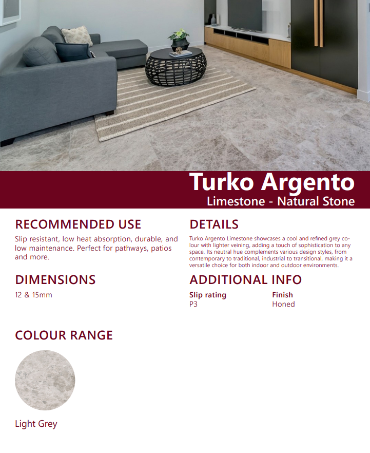 Limestone Pavers - Turko Argento