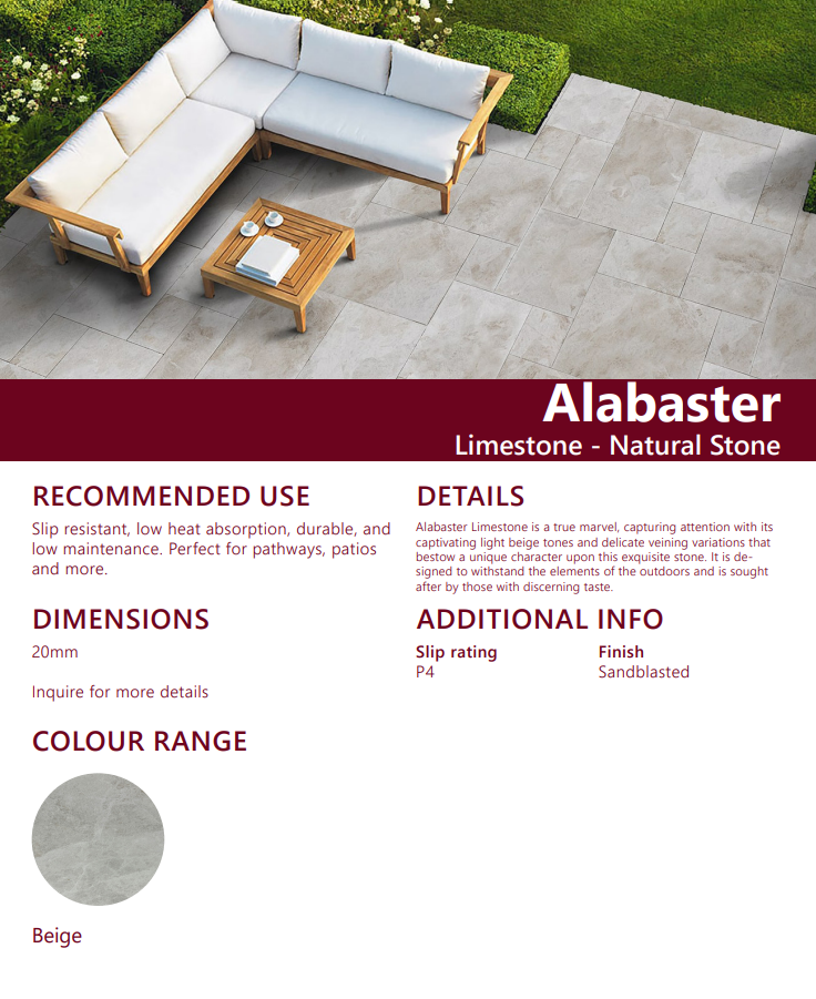 Limestone Pavers - Alabaster