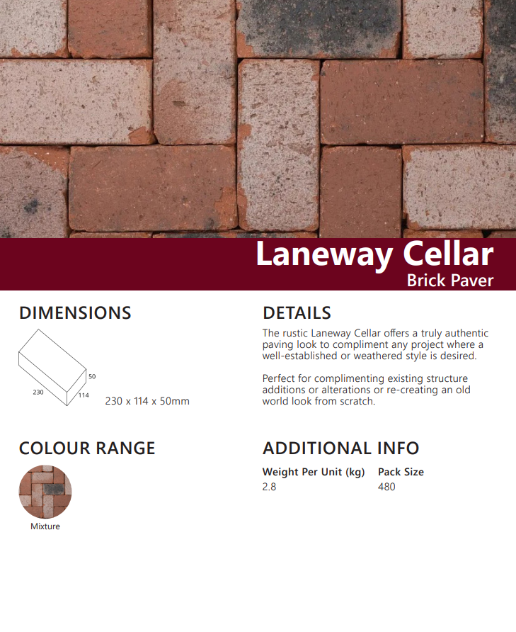 Brick Pavers - Laneway Cellar