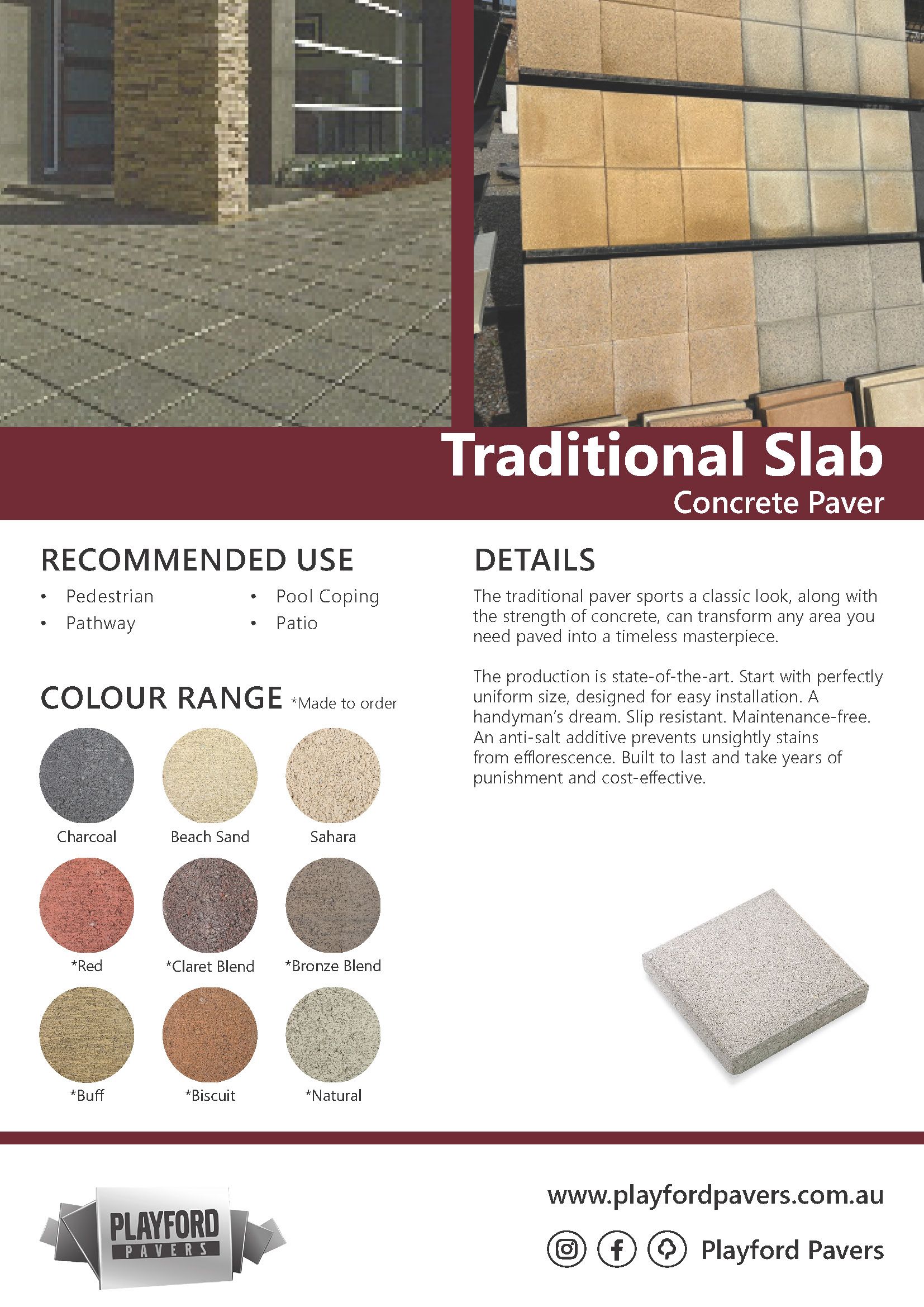 Concrete Pavers - Traditional Slab