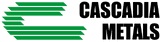The logo for cascadia metals is green and black.