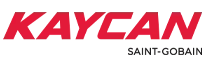 A red and white kaycan saint gobain logo on a white background