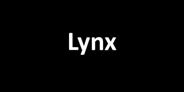 The word lynx is written in white on a black background.