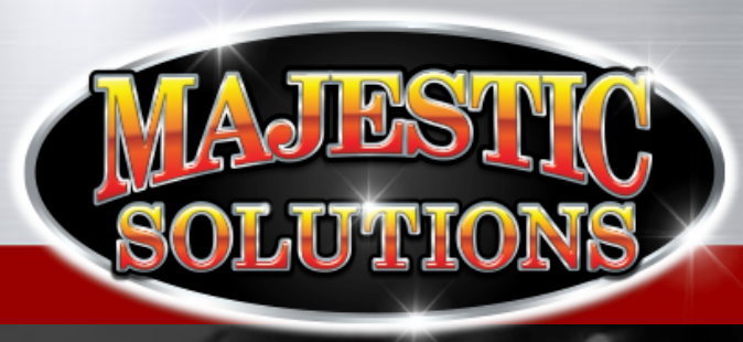 A logo for majestic solutions is shown on a black background