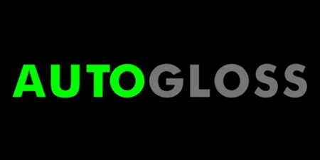 The word autogloss is green and gray on a black background.