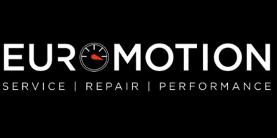 A black and white logo for euromotion service repair performance.