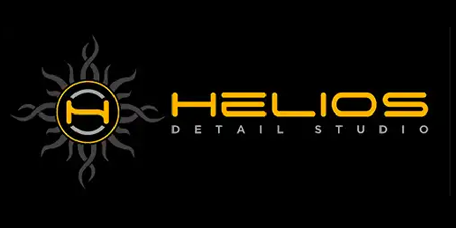 Helios detail studio logo on a black background